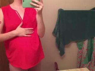 Hairy, Pregnant MILF Feeling Frisky in the Bathroom