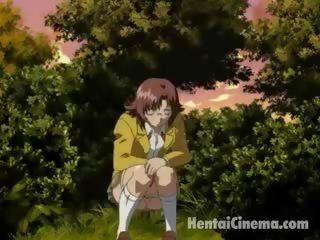 Brown Haired Hentai lover In Glasses Gives Felatio To A