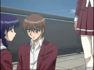 Hentai anime classmates trojice v školní