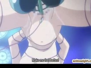 Dögös hentai jelentkeznek elektromos shocks és műfasz robotic szar