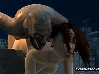 Enchanting 3D honey Fucked in a Graveyard by a Zombie