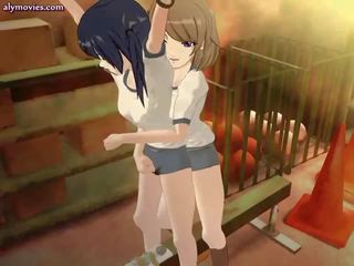 Animated lesbians playing with oýnawaç