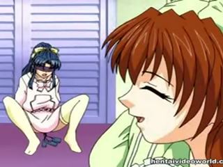 Pleasant manga girls in the lewd pesta seks lezbo session